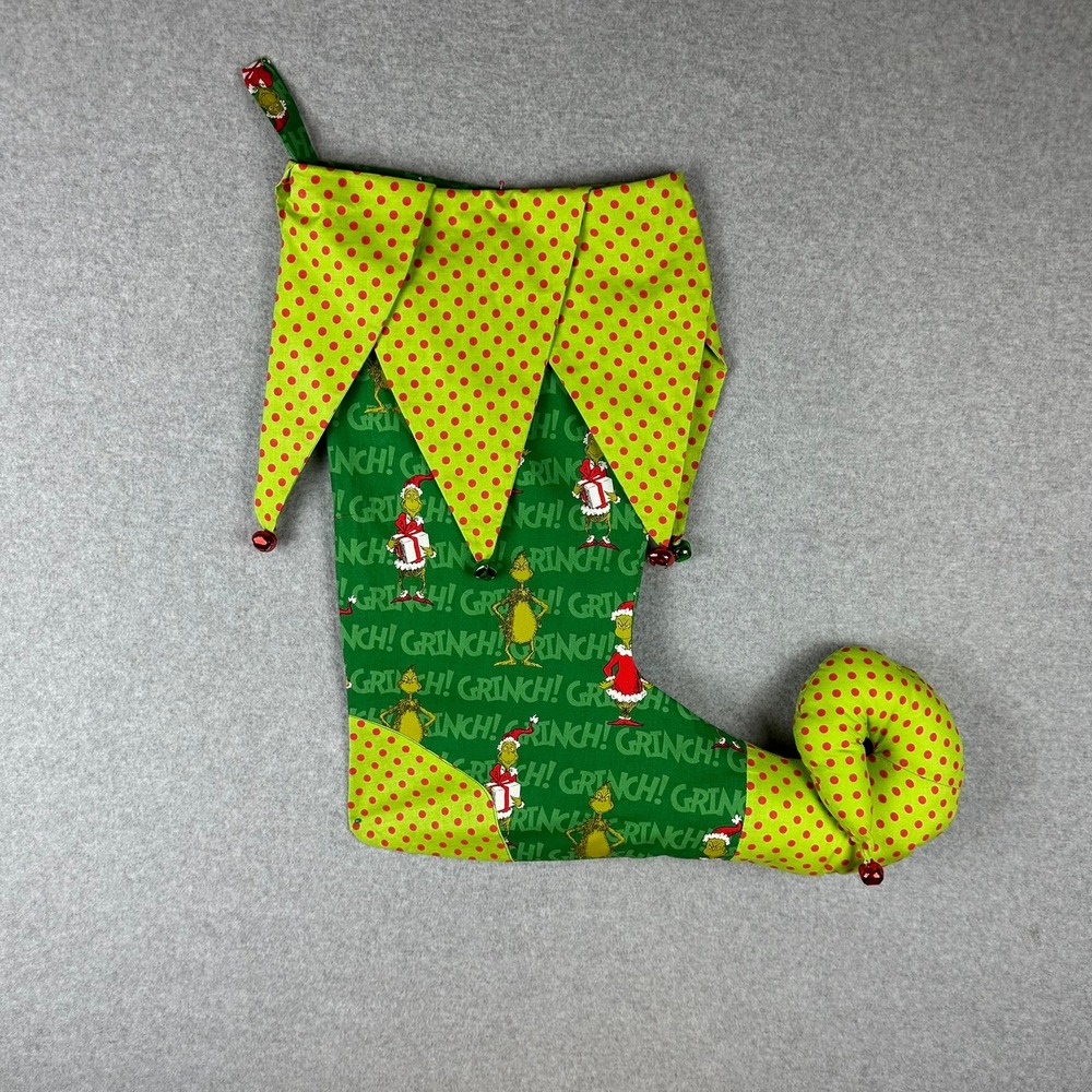 Handmade Whoville Grinch Christmas Stocking Holiday Decor Fun Novelty